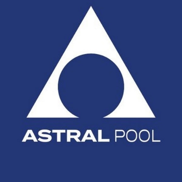 Astral Pool logo on a blue background