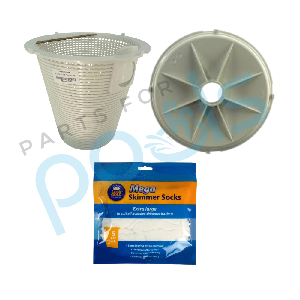 [ECOMM] Waterco Supaskimmer Vacuum Plate (4 Lug) Skimmer Box & Vac Plate Combo with Free Skimmer Socks []